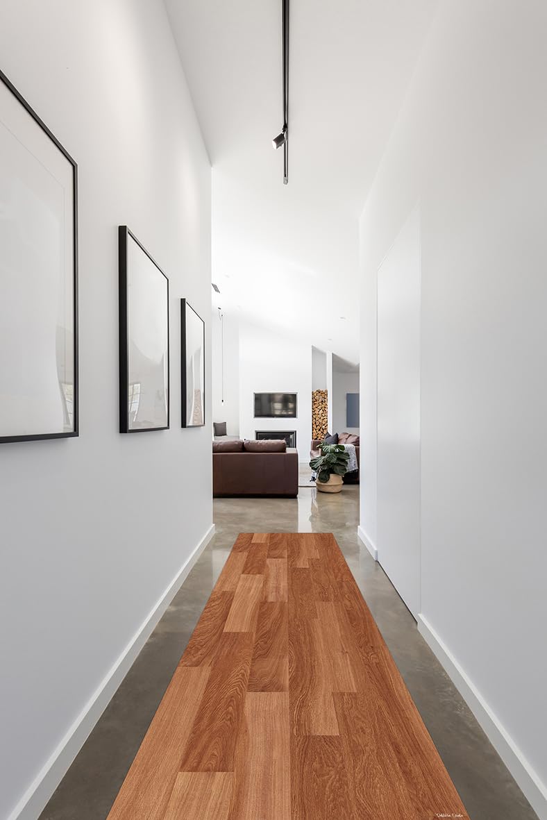 DobleUve Estudio Alfombra Vinílica Madera Parquet Oscuro | Marrón | 100x150 | Alfombra Cocina Lavable Antideslizante | Alfombra Vinilo Salón | Suelo de Vinilo