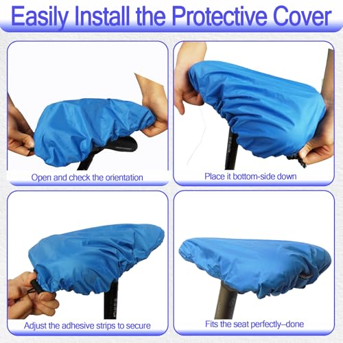 Image of Waterproof Bicycle Seat Covers Dustproof Rainproof UV-Resistant and Windproof Easy to Install and Clean Reusable Suitable for Men's and Women's Mountain Bike and Narrow Seats(2pcs Sky Blue)