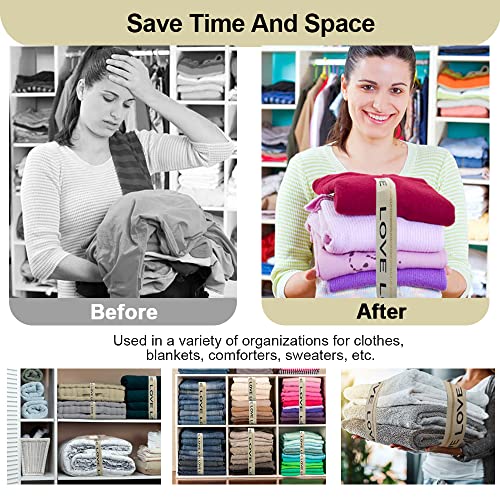 Upgraded Closet Organizer For Bed Sheets, Clothes Storage And Organization System For Linen Closet, Blanket Storage Band With Label, Wardrobe Space Saver For Bedding, Comforters, Sweater, Towel #TOP6