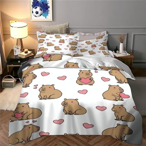 Linge de Lit Capybara 200x200 Imprimé 3D avec Fermeture Éclair - 6