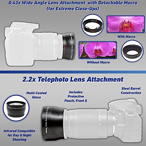 image for Ultimaxx 58MM Accessory Kit for Canon EOS Rebel T7, T6, T5, T3, T100, 