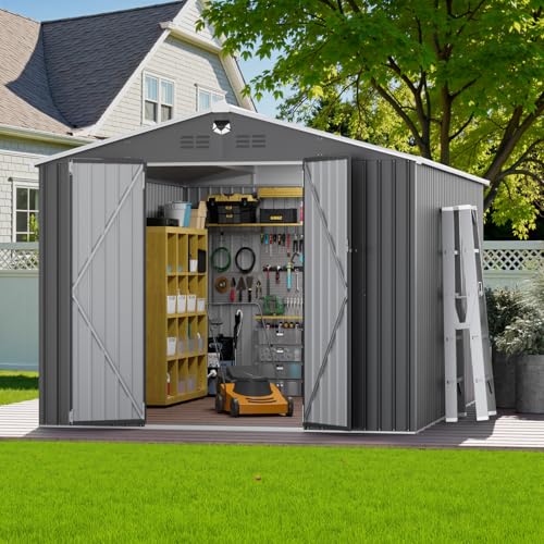 10x14 FT Outdoor Storage Shed, Metal Garden Shed, Storage Tool