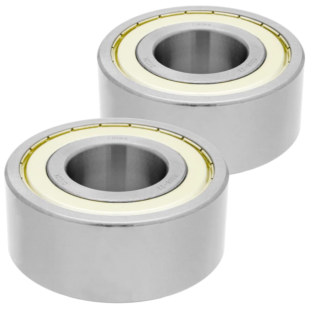 [2-Pack] 5308-ZZ - Double Row Angular Contact Ball Bearing 1.574 in x 3.543 in x 1.437 in (ID x OD x W) | 40 mm x 90 mm x 36.5 mm (ID x OD x W) with Double Metal Shield