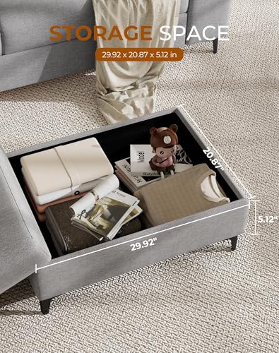Image of 71.25 inch L Shaped Sectional Couch Deep Seat Sofa for Living Room(Light Gray)