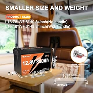 12V 300Ah LiFePO4 Lithium Battery, Built-in 200A BMS with 6000+ Deep Cycles Rechargeable 3840Wh Lithium Battery for RV Solar Marine Solar Panel Camping