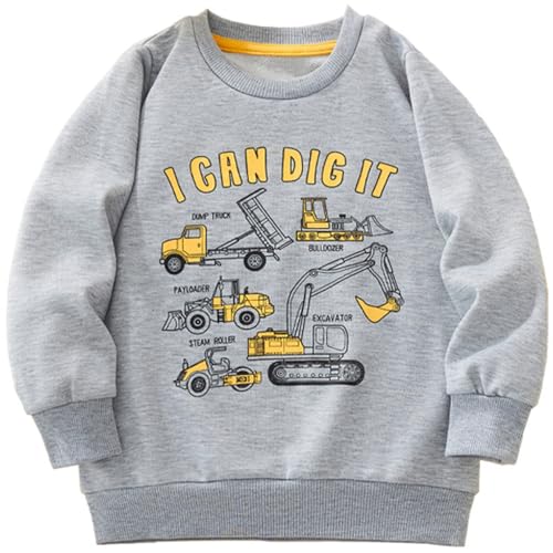 Image of Popshion Toddler Boys Sweatshirts Dinosaur Long Sleeve Pullover Crewneck Shirts Cartoon Tee Sport Tops for Kids 1-8T