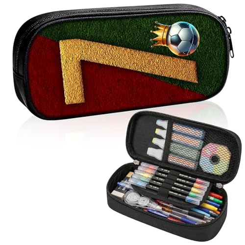 Estuche para niños, Estuche de fútbol primaria y colegio (rojo-verde 7)