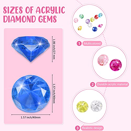16 Pieces Diving Gems Pool Toys Large Acrylic Gems Big Diamond Gems Pirate Treasure Chest Summer Underwater Swimming Toys For Birthday Swimming Pool Party Favors (Classic Style) #TOP3