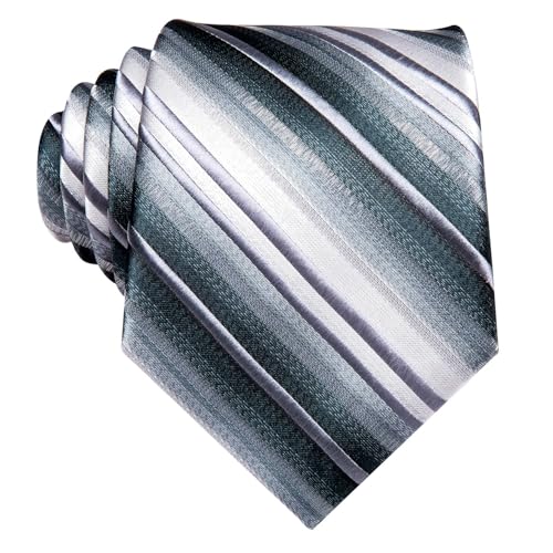 Image of Dubulle Mens Paisley Floral Silk Tie for Men Striped Necktie and Pocket Square Cufflinks Set Wedding Business