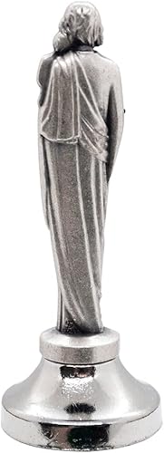 Miniatura 2 de Mini estatua de santo  Figuras clásicas cristianas y católicas  Metal plateado  Parte inferior adhesiva - Se fija fácilmente al tablero del