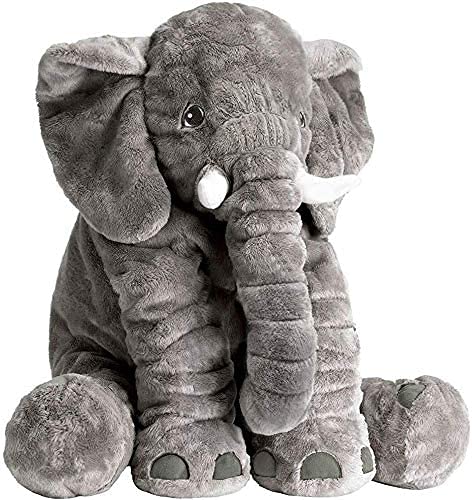 Beauenty 24In Plush Elephant Toy Baby Sleeping Back Cushion Soft Stuffed Pillow Elephant Doll Newborn Playmate Doll Kids Birthday Gift (Grey)