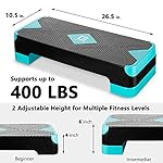 Adjustable Workout Aerobic Stepper, Aerobic Exercise Step Platform with 2 Risers, Exercise Step Deck for Fitness, 26.5" Trainer Stepper with Non-Slip Surface Home Gym & Extra Risers Options - Image 4