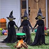 Black Witches Cauldron for Halloween Decoration Outdoor, Large Witches Cauldron on Tripod with Green Light, Witch Plastic Cauldron for Yard Lawn Home (Large)