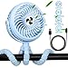 Produktbild TAECCL USB Ventilator Mini Handventilator Leise Tischventilator mit LED Lichts und 720° Verstellbar, 3 Geschwindigkeiten Starker Luftstrom & 3-10h Akkulaufzeit für Bibliothek, Kinderwagen, Büro, Zelt