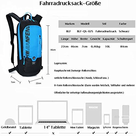 Miniatura 6 de WINDCHASER Mochila de ciclismo, mochila de bicicleta de 10 L, bolsa impermeable y transpirable para viajes al aire libre, senderismo, escalada,