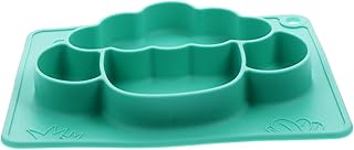 ibasenice Placa De Ovelha De Silicone Descanso De Utensílio De Silicone Placas De Jantar Verdes Placas De Sucção Para Crianças Prato De Sucção De Bebê Placa De Sucção Dividida Talheres De