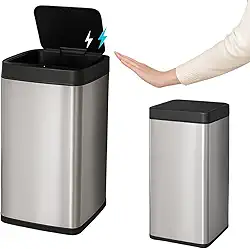 Lixeira Automática com Sensor 40L Com Tampa Aço Inox Acionamento por Botão ou Sensor