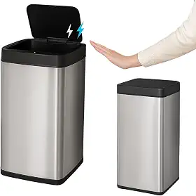 Lixeira Automática com Sensor 40L Com Tampa Aço Inox Acionamento por Botão ou Sensor