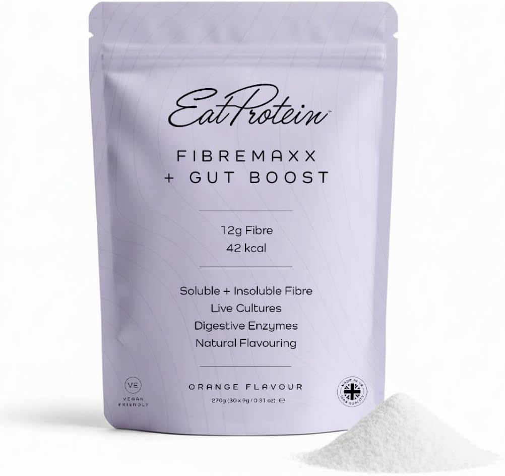 Orange FibreMaxx + Gut Boost | Full Spectrum Fibre with Live Cultures & Digestive Enzymes | 12g Daily Fibre, Supports Gut Microbiome, Digestion & Balance | Vegan | Sugar Free | 30 Servings