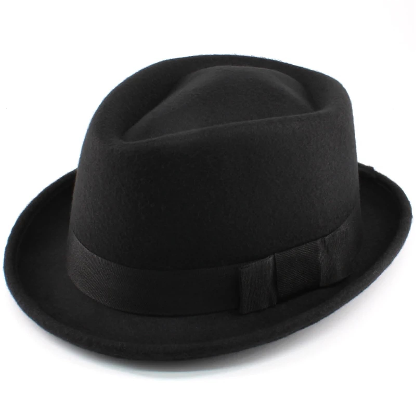 Hombres Mujeres Top Pork Pie Sombreros Bowtie Band Fedora Sunhat Trilby Caps Jazz Party Viajes al Aire Libre para Una Gala, Fiesta De Disfraces(Brown)