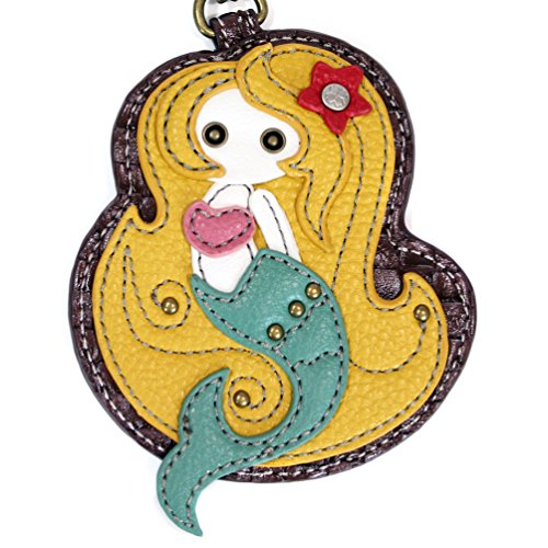 Chala Key Fob/Coin Purse-Mermaid, Yellow/Teal #TOP2