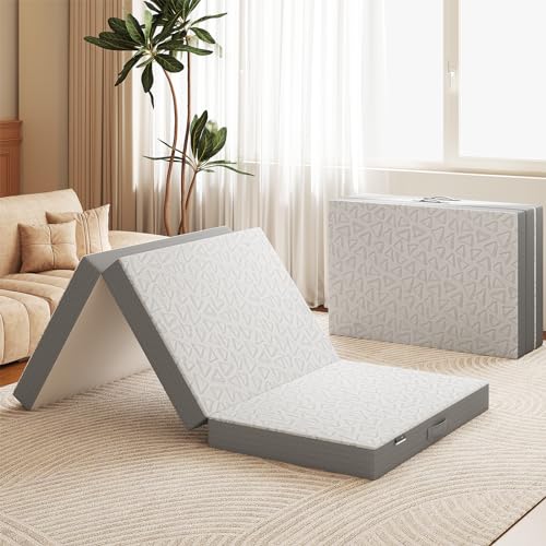 Tri-Fold Memory Foam Mattress, 6 inch Single Folding with...