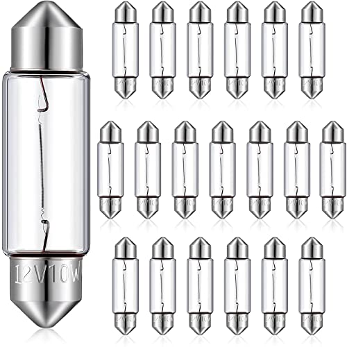 20 Pieces Xenon Festoon Light Bulb Clear Double Ended Festoon Bulb Marine Festoon Bulb 12V Standard Miniature 6411 Bulb For Mantel, Shelves, Bookcase, Refrigerator, Car Tail Light, Dome Light (10W) #TOP8