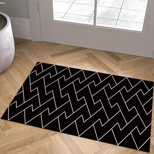 Tapis de couloir antidérapant grand format lavable en polyester noir - 3