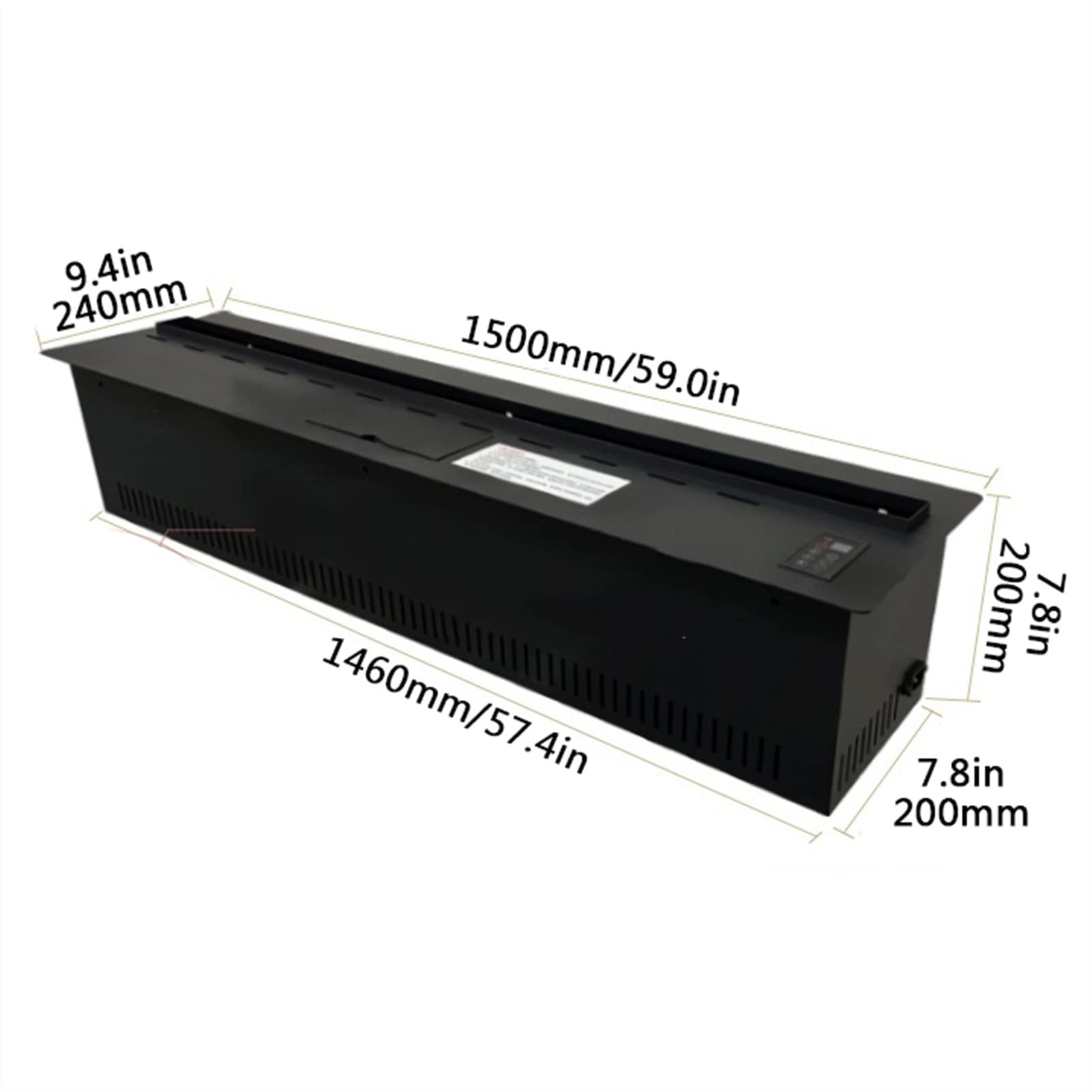 TOMYEUS Camino Camino Elettrico, Camino Elettrico ad Incasso con Pannello Ultra-Sottile, Telecomando con Timer, Fiamma di Simulazione 3D, Matto Nero .Caminetti elettrici (Size : 1500mm)