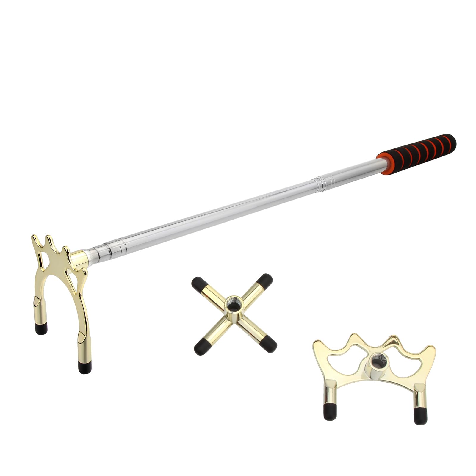 Twilight Garage Billards Cue Stick Bridge, Extension Billards Cues Bridge with 3 PCS Removable Brass Bridge Head, Retractable Pool Rest Stick, Snooker Accessories for Snooker, Game, Competition