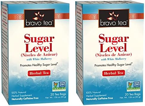 Bravo Tea Sugar Level Caffeine Free, 20 Tea Bags (Pack of 2)