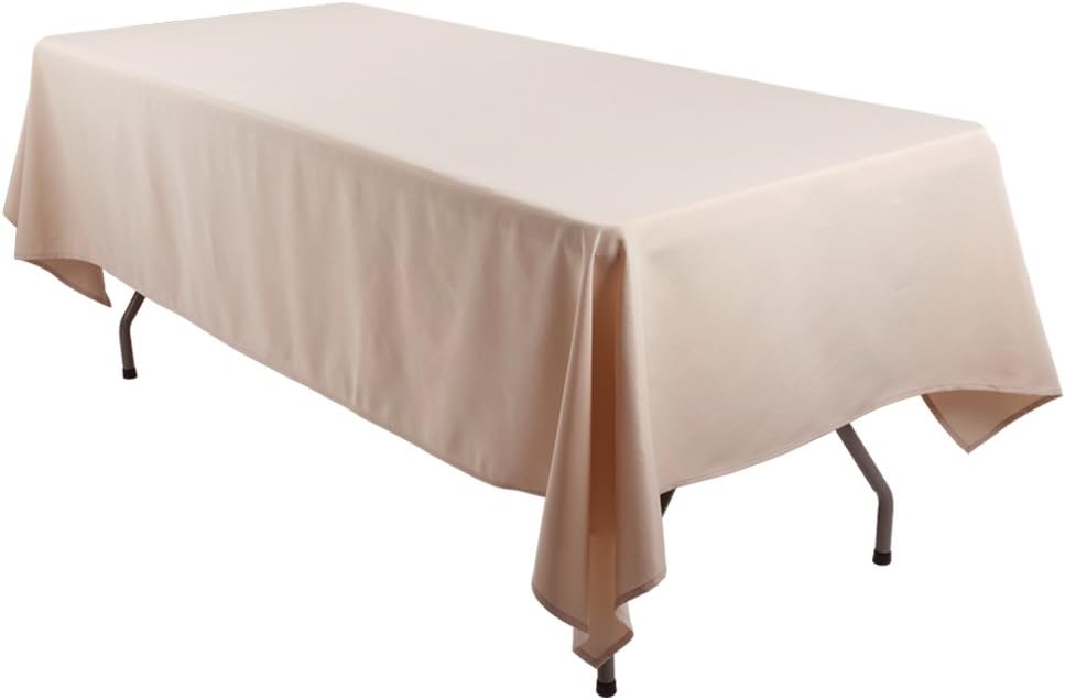 E-TEX Rectangle Tablecloth - 60 x 126 Inch - Beige Rectangular Table Cloth for 8 Foot Table in Washable Polyester