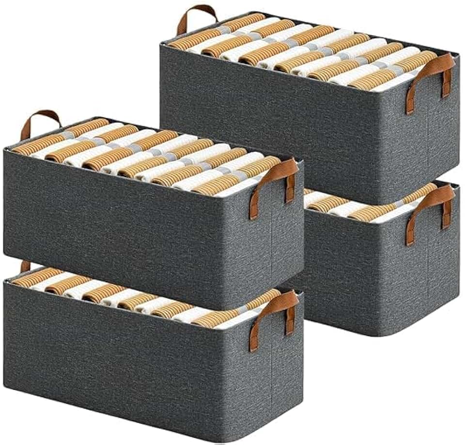 4PCS Collapsible Fabric Storage Cubes Organizer with Handles Foldable Storage Baskets for Organizing Toys, Books, Shelves, Closet,