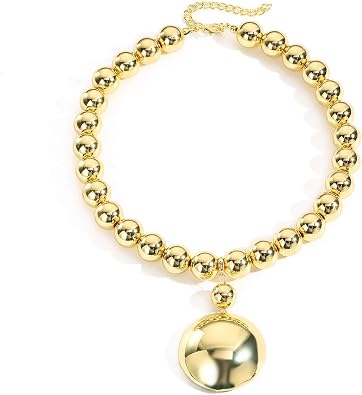 Chunky Choker Necklace Chunky Gold Choker Necklace Geometric Sphere Necklace Gold Thick Statement Necklace for Women