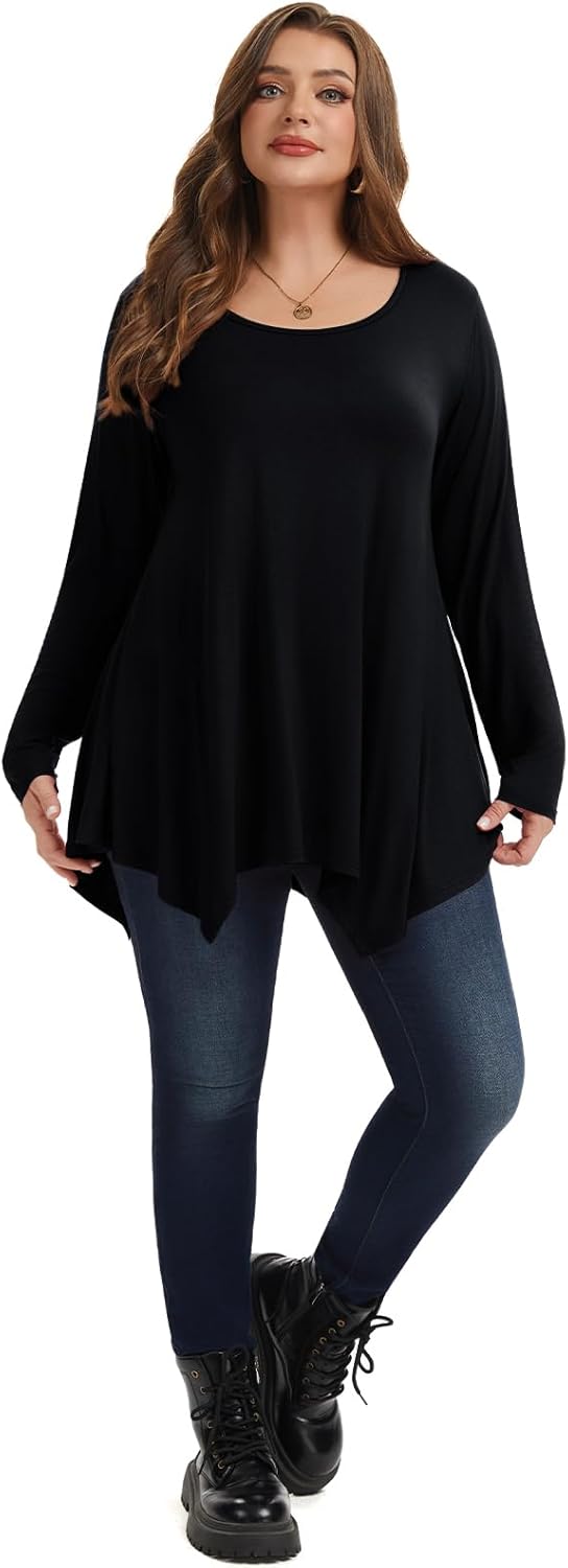 LARACE Womens Long Sleeve Flattering Comfy Tunic Loose Fit Flowy Top - Image 6