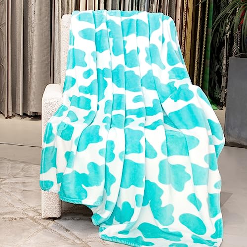 Image of Blue Throw Blanket for Couch Bed, Warm Fuzzy Fleece Soft Blankets for Adults Kids, Light Blue Gifts for Women Girls Boys, Cozy Cute Coastal Living Room Decor, 50x60 Inches