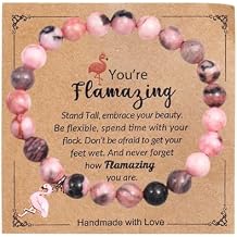 Fuqimanman2020 Flamingo Charm Stretch Bracelet for Women Youre Flamazing Natural Stone Beaded Bracelet Inspirational Gift for Best Friends Sisters