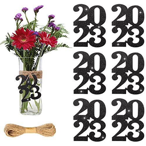 24 Pieces Glitter 2023 Cutouts Tags Decorations Double Side 2023 Graduation Cutouts 2023 Graduation Centerpiece 2023 New Year Decorations For Graduation New Year Party Supplies Favor(Black, 2023) #TOP14