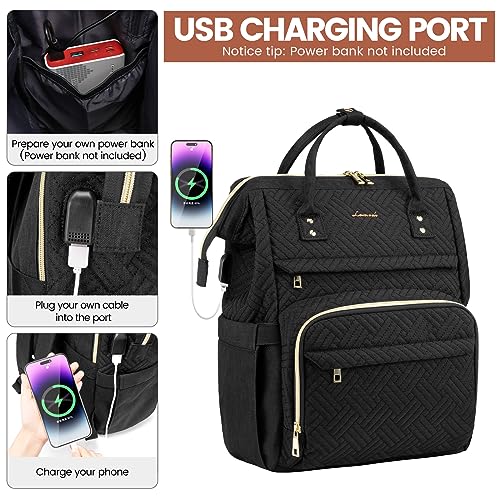 Image of LOVEVOOK Laptop Backpack for Women,15.6 Inch Professional Womens Travel Backpack Purse Computer Laptop Bag Nurse Teacher Backpack,Waterproof College Work Bag Carry on Back Pack with USB Port