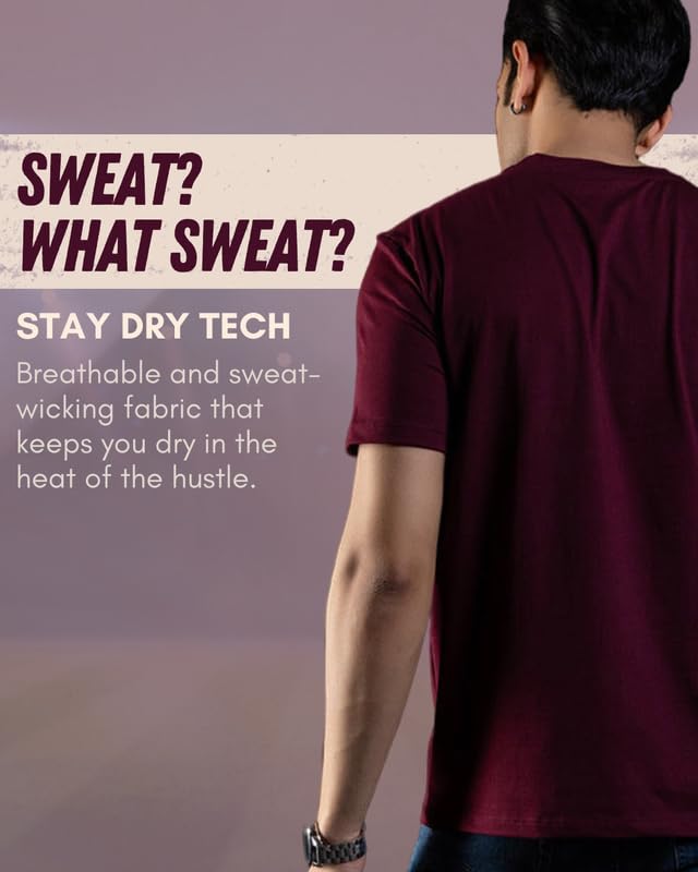 Image of Ghumakkad Cotton Blend Half Sleeve Round Neck Sports T Shirt for Men
