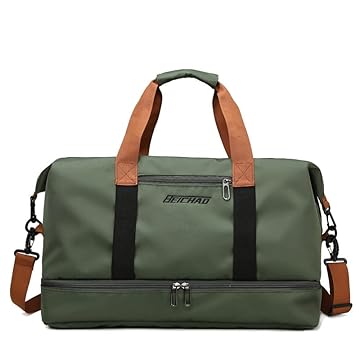 Bolsa de viagem portátil bolsa de bagagem de viagem de curta distância de grande capacidade leve separação seca e molhada bolsa de fitness esportiva (Verde)