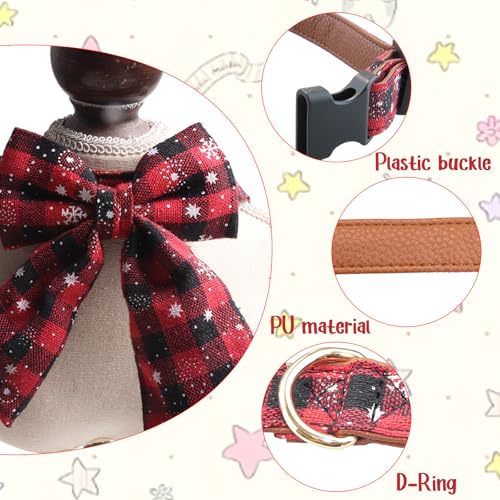 GIUSOBG Weihnachten Hundehalsband 2 x 45 cm Verstellbares Hundehalsband Abnehmbare Fliege Pet Halsbänder, Als Dekoration für Haustiere, Katzen und Hunde