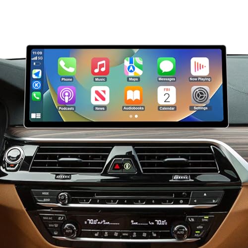 Road Top 12.3” Ultra-Narrow CarPlay Screen Replacement for BMW 5 Series G30 with EVO System（2017-2020, Linux Touchscreen Head Unit Upgrade, Car Radio Stereo for Wireless Android Auto, Mirrorlink,