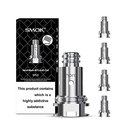 SMOK Nord Replacement Coils, 0.8 Ohm, MTL, Best with Higher VG, Compatible With Priv N19 Kit and Nord PODs Series, SMOK Vaping Coils, Pack of 5, No Nicotine