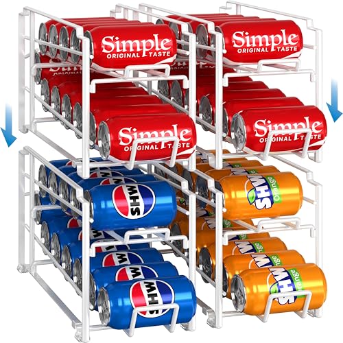 Simple Houseware 4-Pack Soda Can Stackable Rack Dispenser Organizer, White | for Pantry/Refrigerator