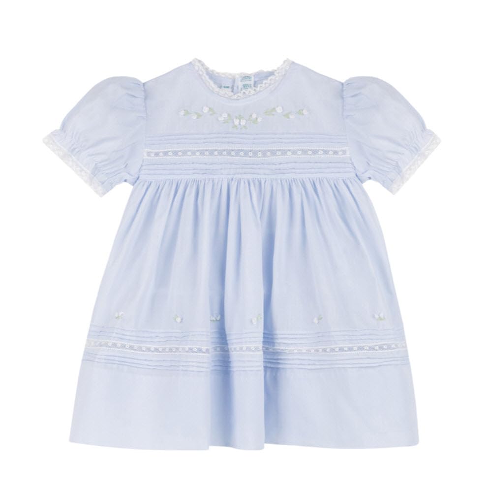 Feltman Brothers Baby Girls Blue Bullions Dress with Lace Trim 12 Months