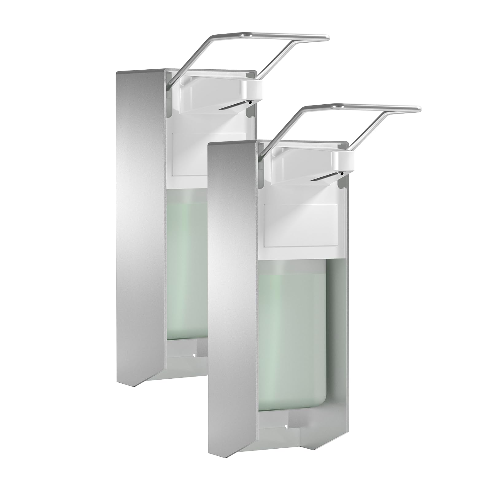 Eurospender,Seifenspender,1000Ml,2er Set,Aluminium,Weiß | Seifenspender Wandbefestigung, Soap Dispenser Mit Ellbogendruck Für Desinfektionsmittel Und Handseifen, Weißer Seifenspender