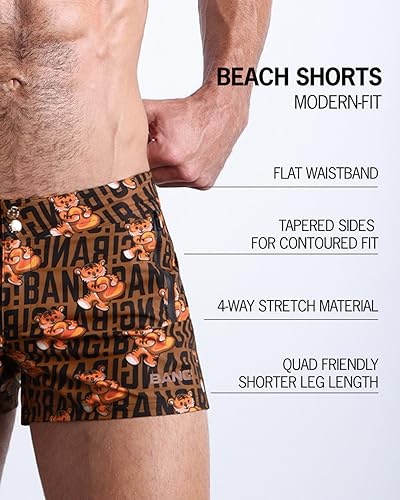 Bang Men's Swimwear - Beach Shorts - Stretchy Quick-Dry All-Use Premium Swimsuit Trunk Square Cut4