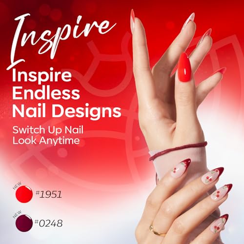 Image of modelones 12Pcs 15ML Red Gel Nail Polish Set, Same Bottle Same Bottle Burgundy Cherry Dark Red Cat Eye Glitter Color Changing Hema Free Gel Polish Kit with Magnet Soak Off Manicure Nail Art DIY