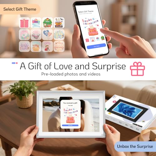 Image of NexFoto 10.1 inch Digital Picture Frame 64GB, HD Touchscreen WiFi Electronic Photo Frame, Share Photos /Videos via APP /USB, Add Pics from Google Photos, Gift for Mom /Wedding /Birthday, Silver
